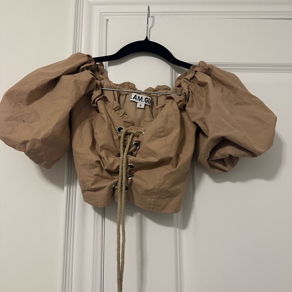 Tan Puff Sleeve Top